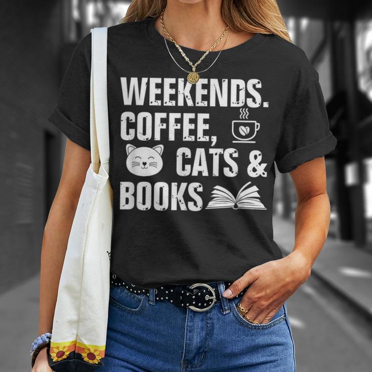 Weekends Coffee Cats And Books T-Shirt Gifts for Her Weekends Coffee Cats And Books T-Shirt Gifts for Her
