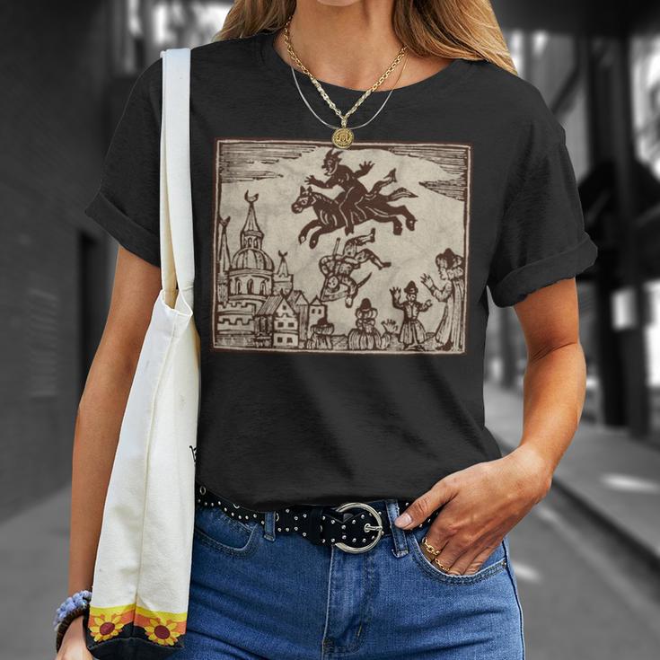 Satanic Occult Midnight Ride ゴスホラー 美的 木版画 長袖tシャツ Tシャツ 彼女への贈り物
