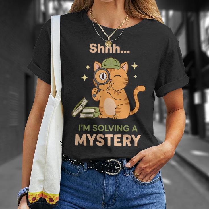 Shhh I'm Solving A Mystery Cat Detective Book Lover T-Shirt Gifts for Her Shhh I'm Solving A Mystery Cat Detective Book Lover T-Shirt Gifts for Her