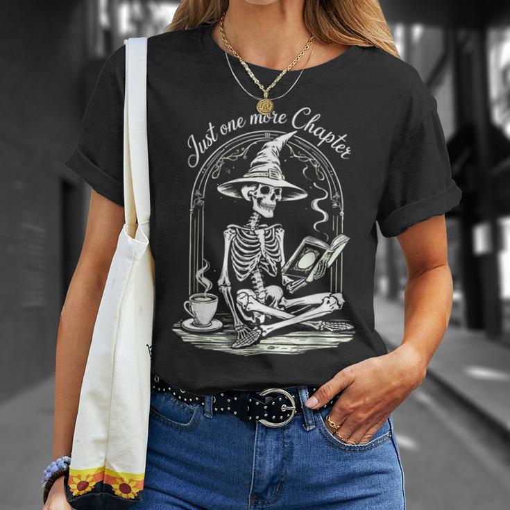 Skeleton Reading Book Club Just One More Chapter Crew T-Shirt Gifts for Her