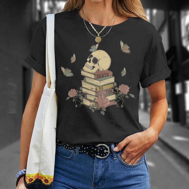 Skull Roses And Butterfly Book Death By TBR Bookish T-Shirt Gifts for Her