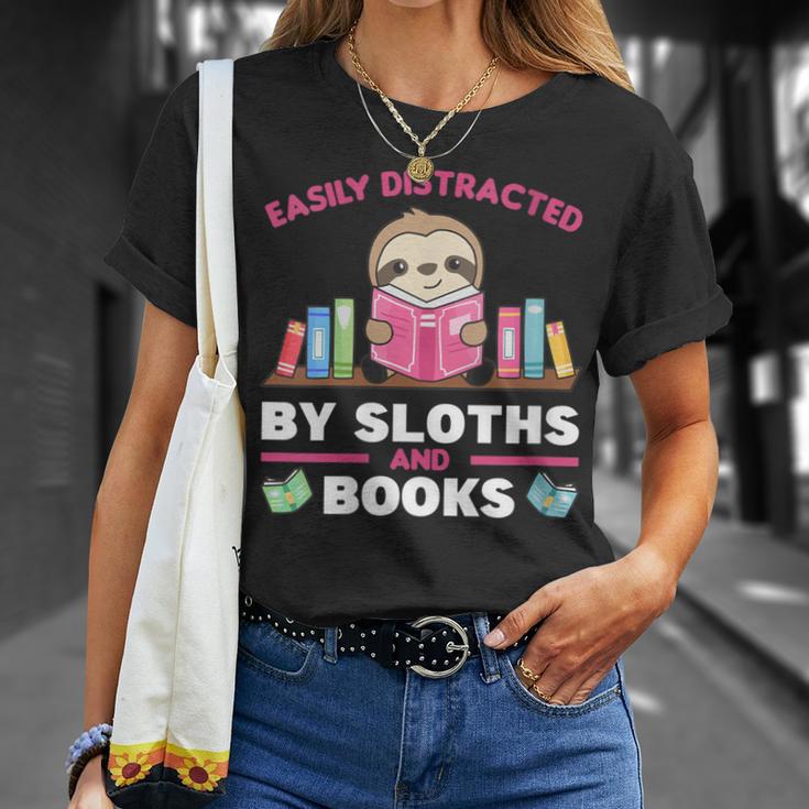 Sloths And Books Saying With Book And Sloth T-Shirt Gifts for Her