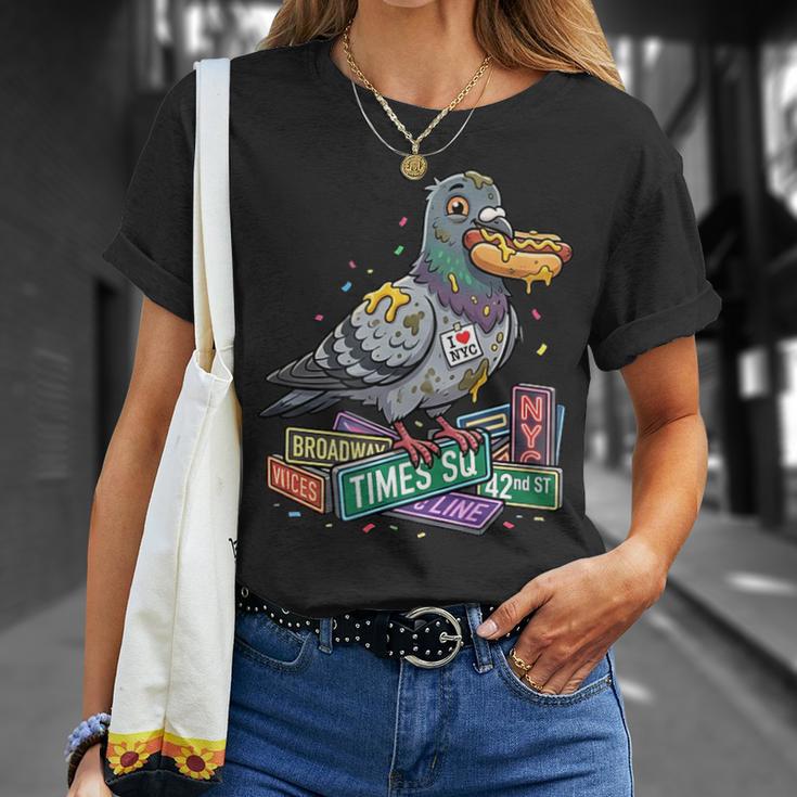 Smart Pigeon Sitting On Book Stack T-Shirt Gifts for Her