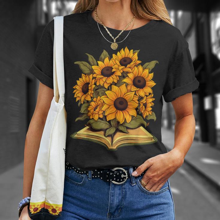 Sunflowers Flowers Book Floral T-Shirt Gifts for Her