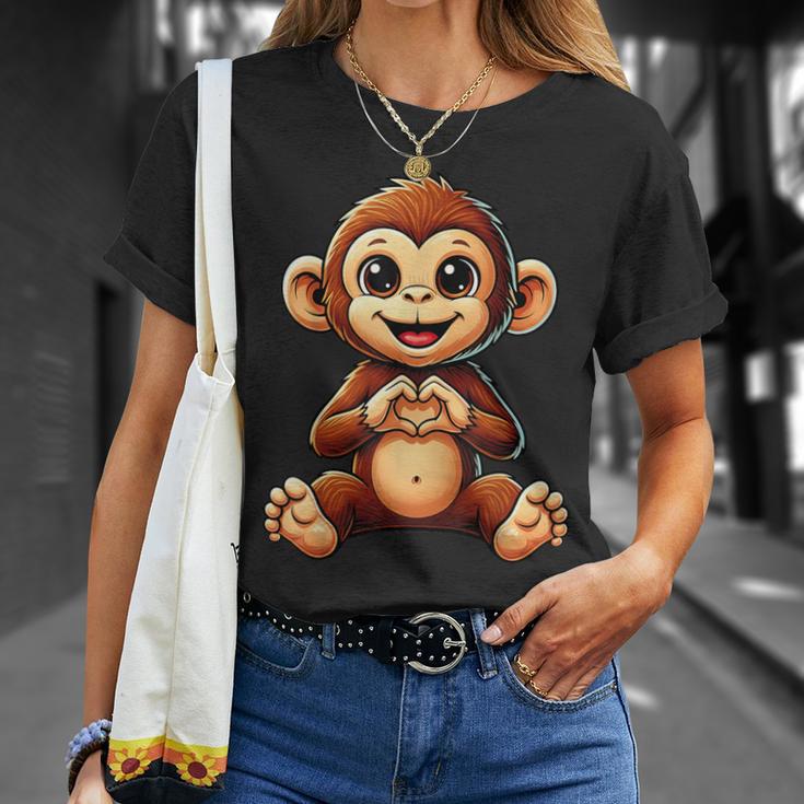 Süßes Äffchen Mit Herzsymbol T-Shirt Geschenke für Sie