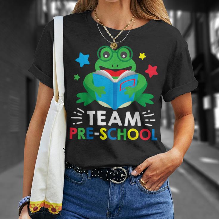 Team Pre-School Reading Frog Back To School Book Lover T-Shirt Gifts for Her Team Pre-School Reading Frog Back To School Book Lover T-Shirt Gifts for Her