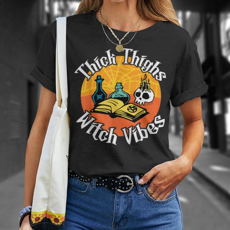 Thick Thighs Witch Vibes Spell Book And Potions T-Shirt Gifts for Her