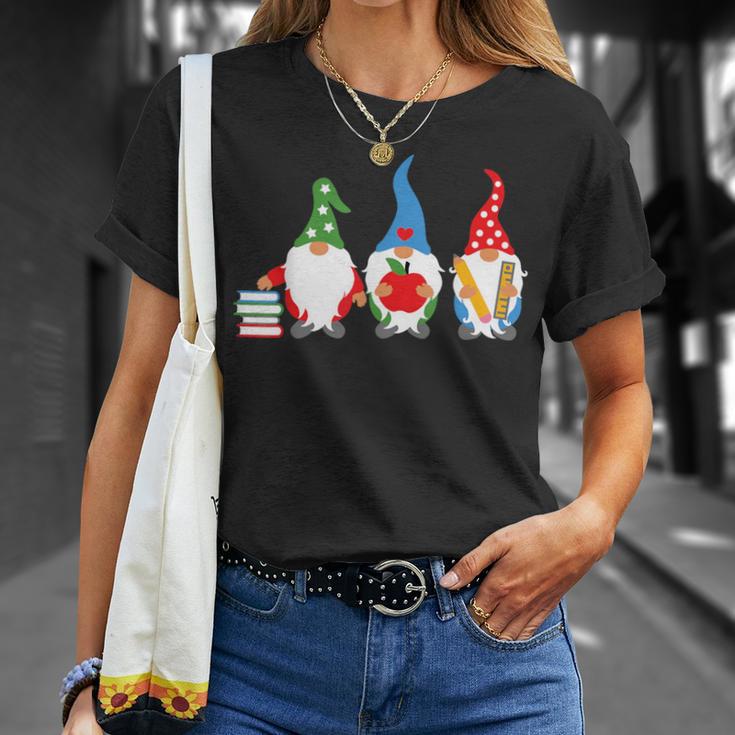 Three Gnomes School Books Pencil Apple Student Teacher For Men Women Girls Kids T-Shirt Gifts for Her