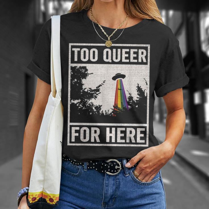 Too Queer For Here シャツ Gay Pride Alien Ufo Tシャツ 彼女への贈り物
