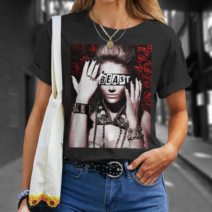Trendy Floral Beast Girl Photo Tシャツ 彼女への贈り物