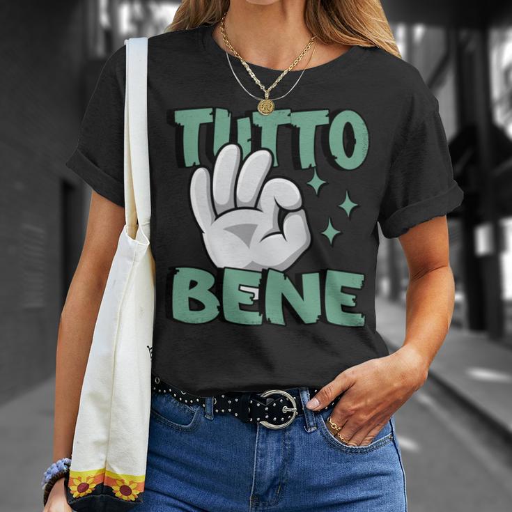 Tutto Bene イタリアの手のジェスチャー面白い引用イタリア 長袖tシャツ Tシャツ 彼女への贈り物
