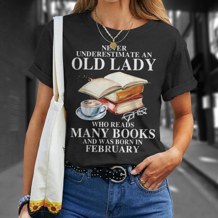 Never Underestimate An Old Lady Who Read Many Books February T-Shirt Gifts for Her Never Underestimate An Old Lady Who Read Many Books February T-Shirt Gifts for Her