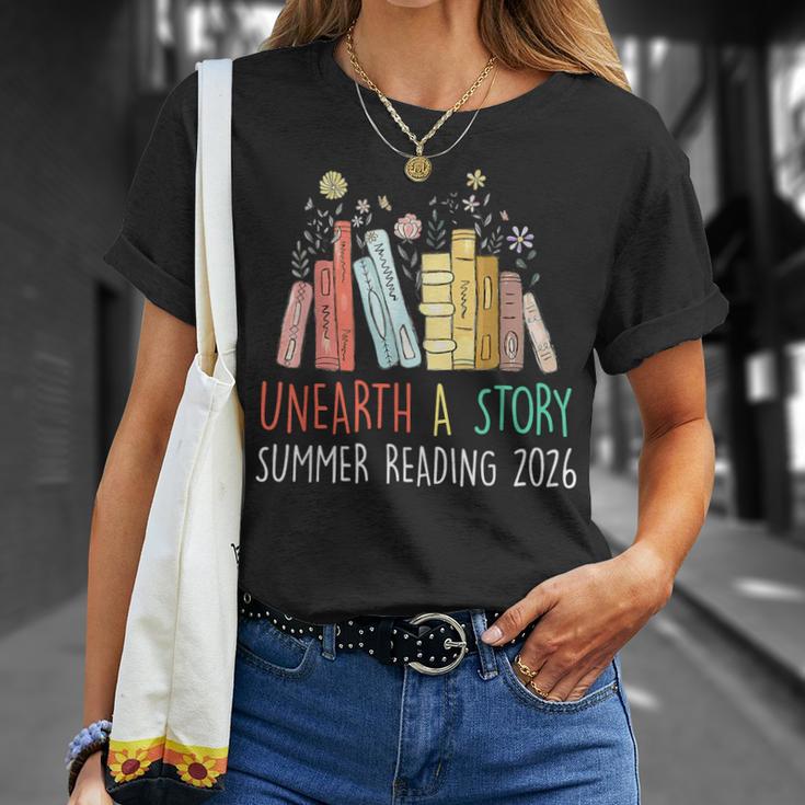 Unearth A Story Summer Reading 2026 Book Wildflowers T-Shirt Gifts for Her