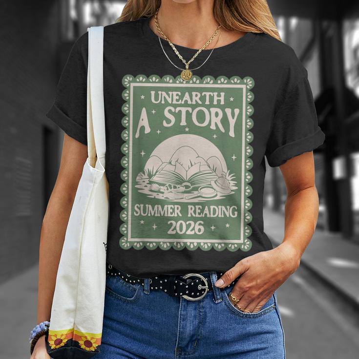 Unearth a Story Summer Reading 2026 Palaeontologists Book T-Shirt Gifts for Her