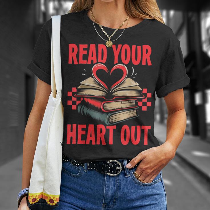 Valentine Book Read Your Heart Out Lover For Teens Kids T-Shirt Gifts for Her