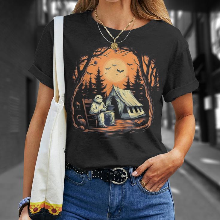 Vintage Ghost Book Reading Camping Gothic Halloween Teachers For Men Women Kids T-Shirt Gifts for Her
