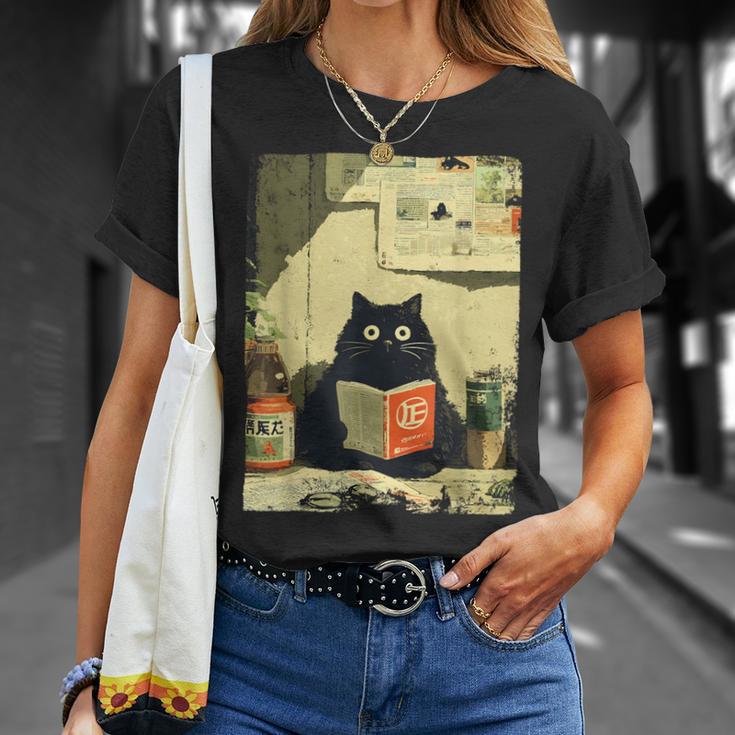 Vintage Japanese Cat Book Lovers Librarian Cat Dad Teacher T-Shirt Gifts for Her Vintage Japanese Cat Book Lovers Librarian Cat Dad Teacher T-Shirt Gifts for Her