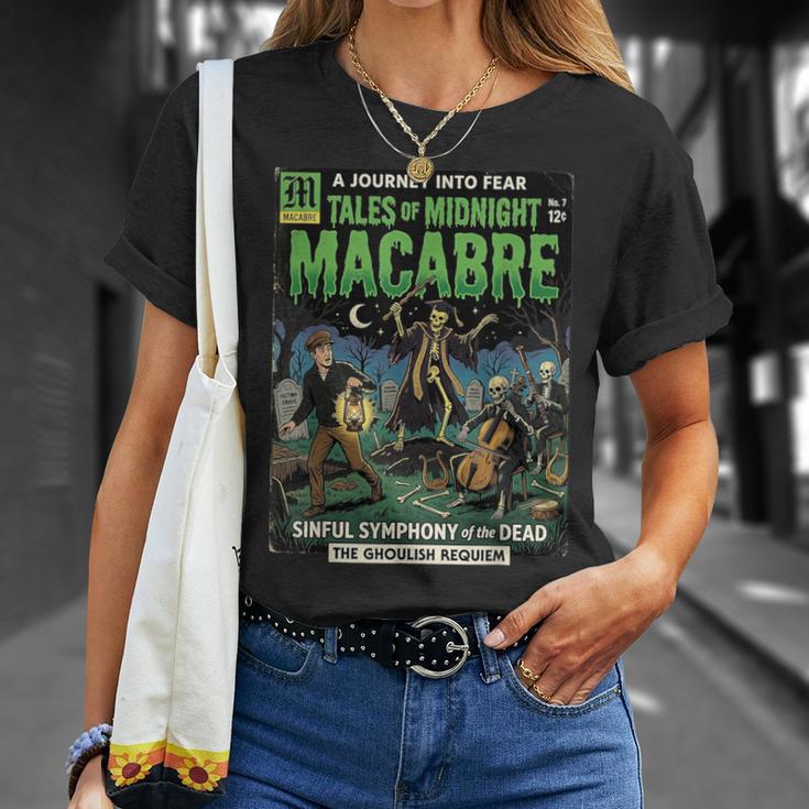 Vintage Retro Horror Comic Book Cover Skeleton Macabre T-Shirt Gifts for Her
