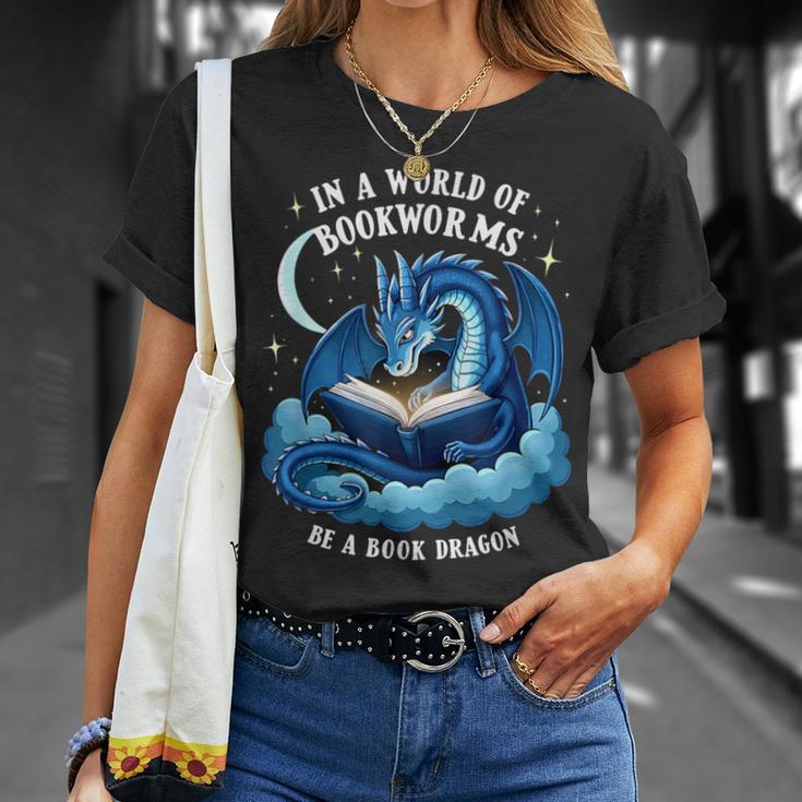 Vintage In A World Of Bookworms Be A Book Dragon T-Shirt Gifts for Her