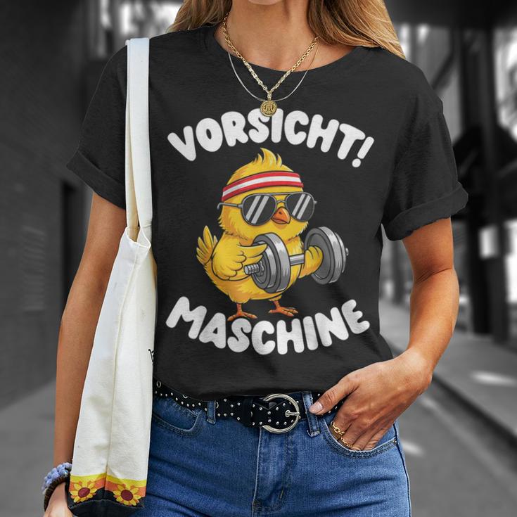 Vorsicht Maschine Küken Bodybuilding Gym Fitness T-Shirt Geschenke für Sie