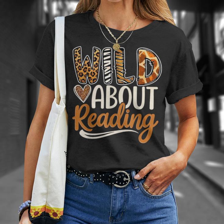 Wild About Reading Book Animal Children's Book Lover Teacher T-Shirt Gifts for Her Wild About Reading Book Animal Children's Book Lover Teacher T-Shirt Gifts for Her