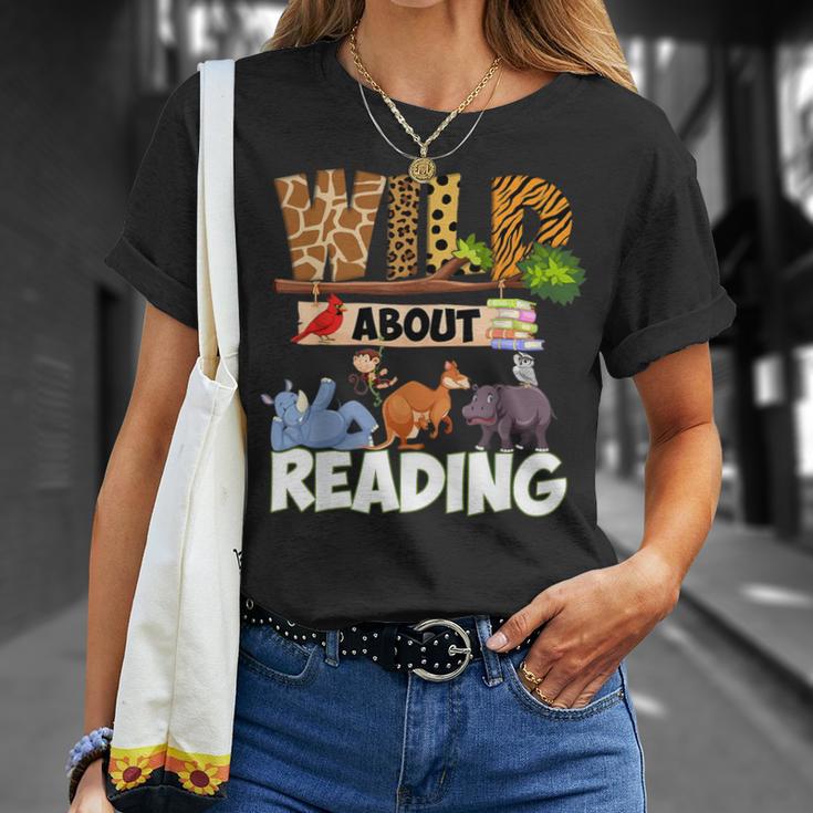 Wild About Reading Book Lover Bookworm Library Day T-Shirt Gifts for Her