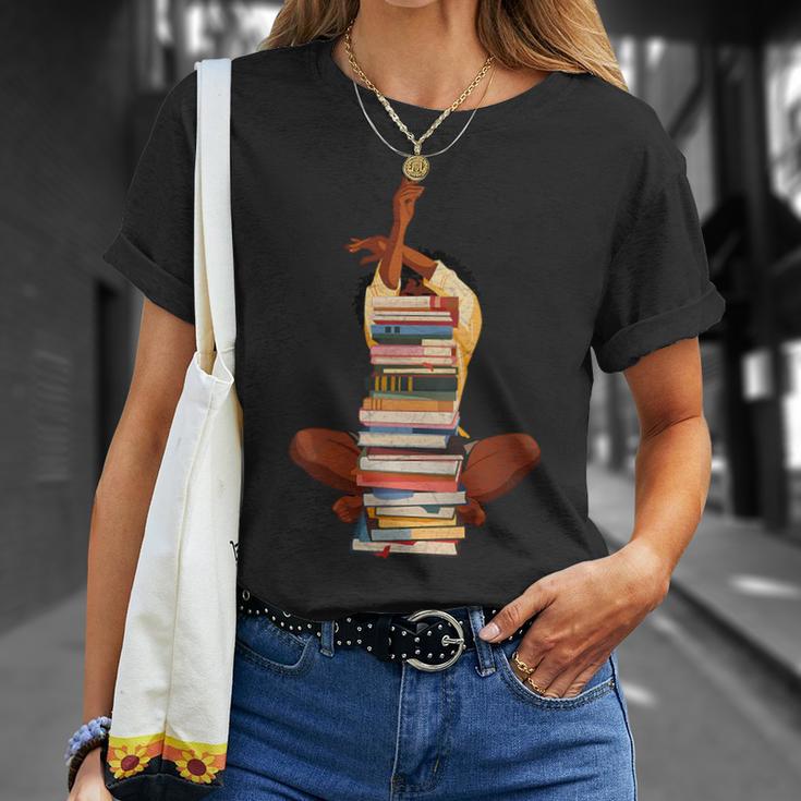 Woman And Books Stack Afro Girl Book Lover T-Shirt Gifts for Her Woman And Books Stack Afro Girl Book Lover T-Shirt Gifts for Her