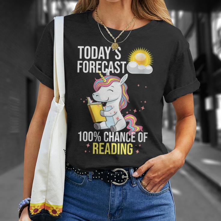 Women's 100 Chance Of Reading Book Lover Unicorn T-Shirt Gifts for Her Women's 100 Chance Of Reading Book Lover Unicorn T-Shirt Gifts for Her