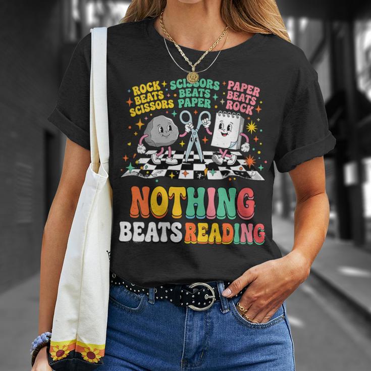 Women's Nothing Beats Reading Rock Paper Scissors Book Love T-Shirt Gifts for Her Women's Nothing Beats Reading Rock Paper Scissors Book Love T-Shirt Gifts for Her