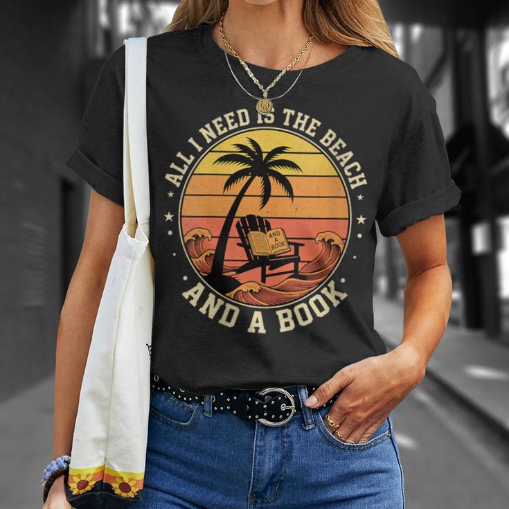 Women's Retro Beach Book Lover Vacation All I Need Is THE Beach And T-Shirt Gifts for Her