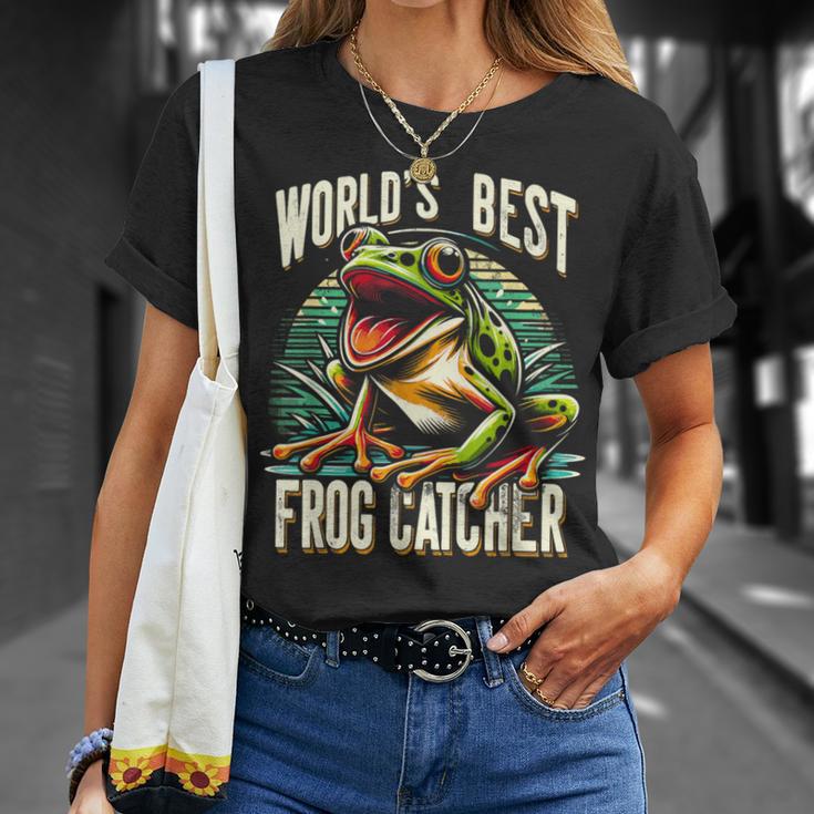 Worlds Best カエルキャッチキャッチャー ハンティングコレクター Tシャツ 彼女への贈り物