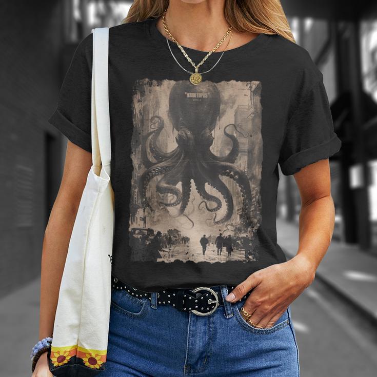 Y2k Hip Hop Fashionヒップホップ メンズ レディース ストリートウェア レトロホラー モンスター タコ Tシャツ 彼女への贈り物