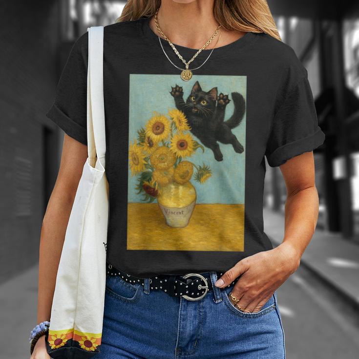 いたずら好きな猫 ひまわり ゴッホ 絵画 猫 Tシャツ 彼女への贈り物