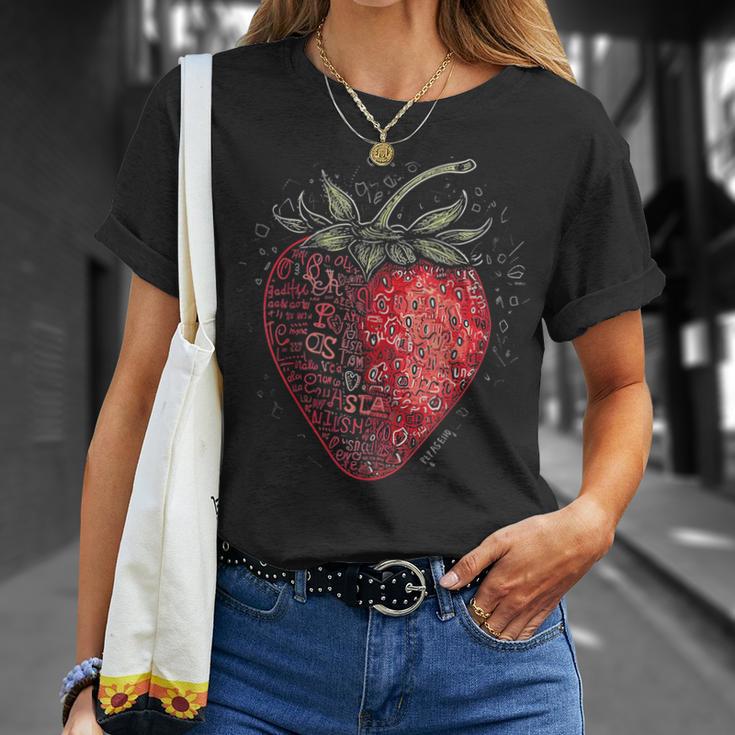 いちごモチーフ イラスト アート いちご Tシャツ 彼女への贈り物