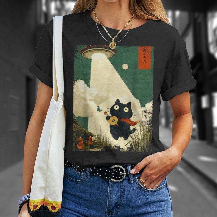 おもしろい 日本猫誘拐 エイリアン Ufo ギター ウクレレ 音楽 Tシャツ 彼女への贈り物