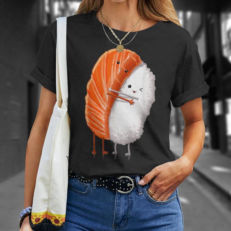 おもしろ寿司 ハグ サーモン かわいい 日本の寿司 カワイイ食べ物 Tシャツ 彼女への贈り物