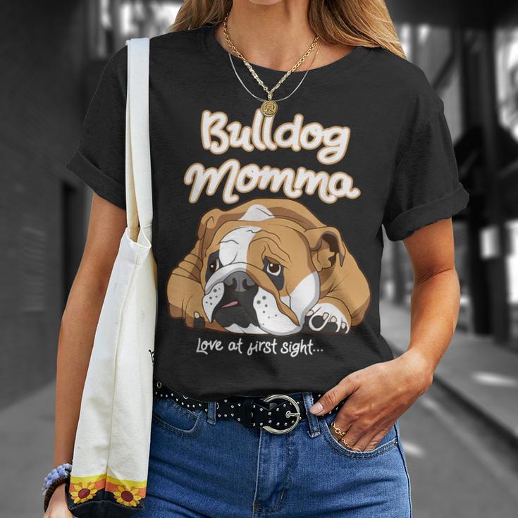 かわいいイングリッシュブルドッグ Momma Bullie Love At Firstight Tシャツ 彼女への贈り物
