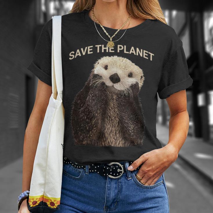 かわいいセイブ ザ プラネット ラッコ Tシャツ 彼女への贈り物