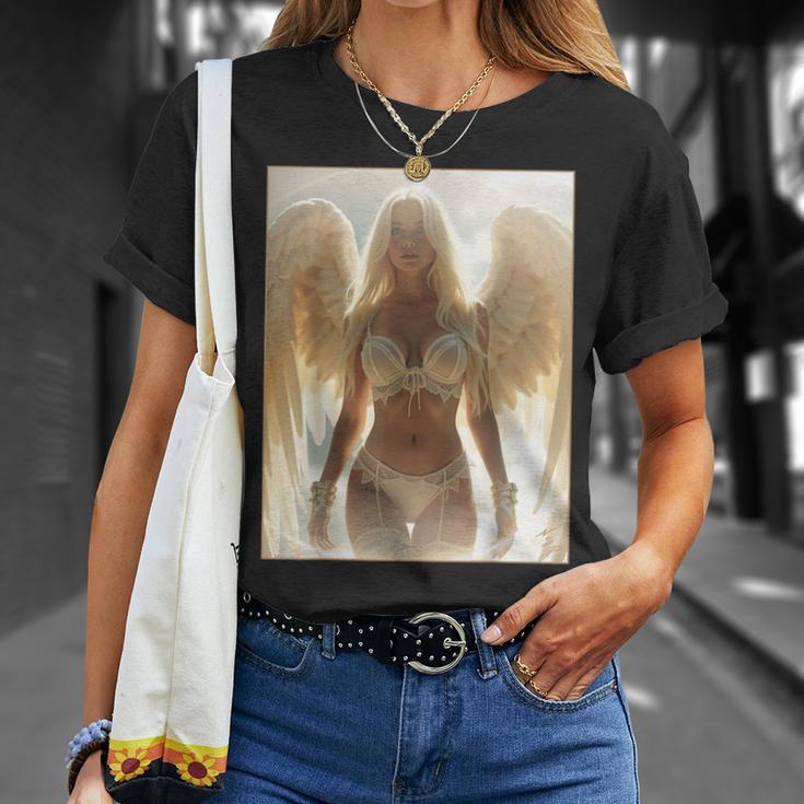 にセクシーな天使の女の子 ホットブロンドエンジェルピンナップガール Tシャツ 彼女への贈り物
