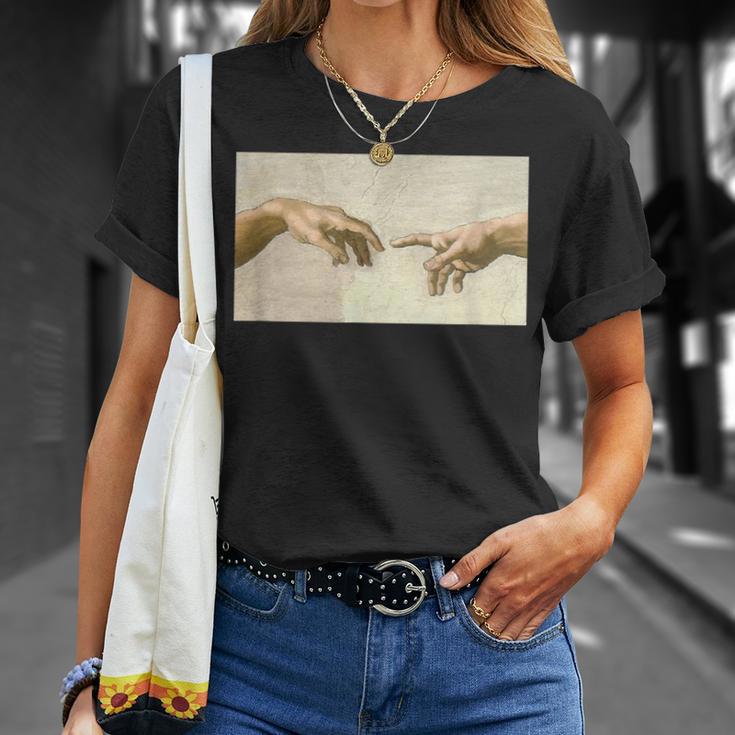 アダム・ミケランジェロによる創造 美術史 Tシャツ 彼女への贈り物