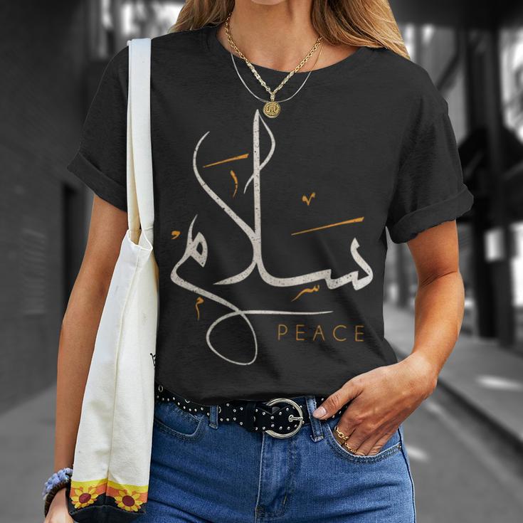 アラビア書道 サラム 平和 Arabic Calligraphy -Alam Peace 長袖tシャツ Tシャツ 彼女への贈り物