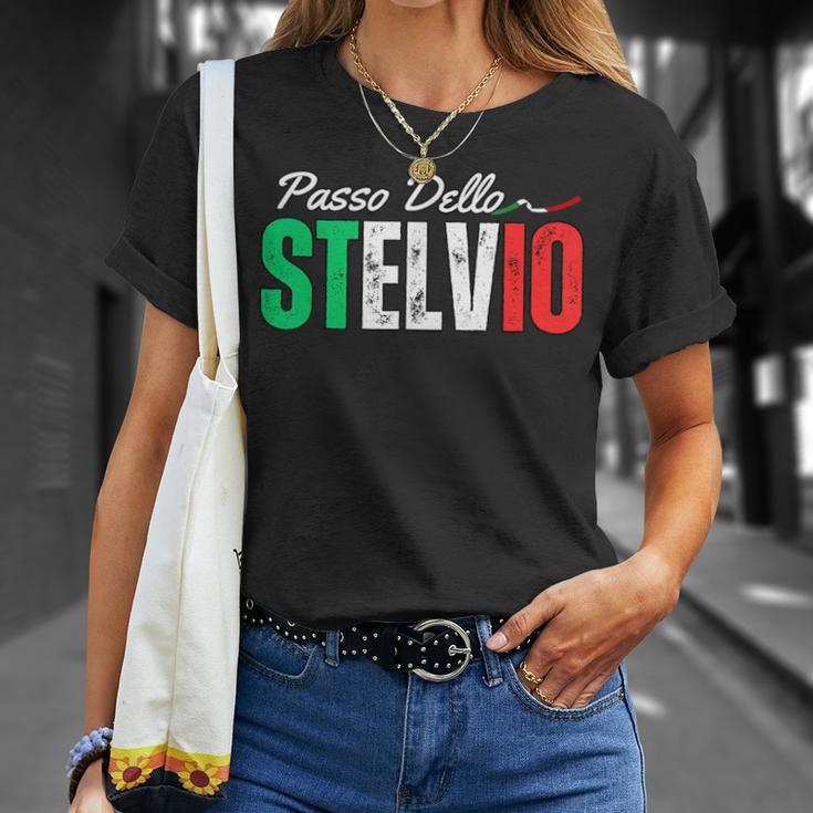イタリア山アルプス旅行 パッソ・デッロ・ステルヴィオ メンズ レディース Tシャツ 彼女への贈り物