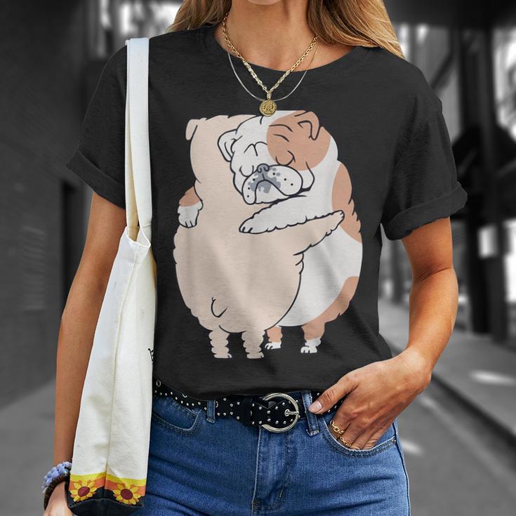 イングリッシュブルドッグハグ Tシャツ 彼女への贈り物