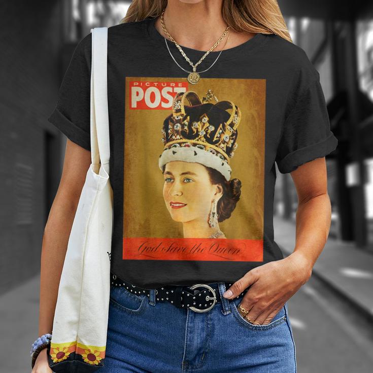 エリザベス女王 ファンビンテージポスター 英国王 Tシャツ 彼女への贈り物
