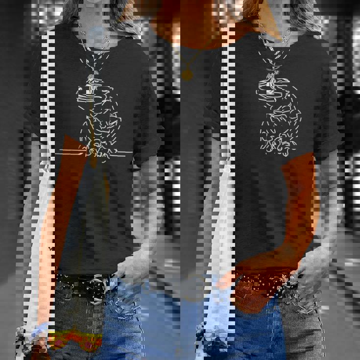 エレガントなラインアート ガーゴイル ヤモリ 爬虫類 Tシャツ 彼女への贈り物