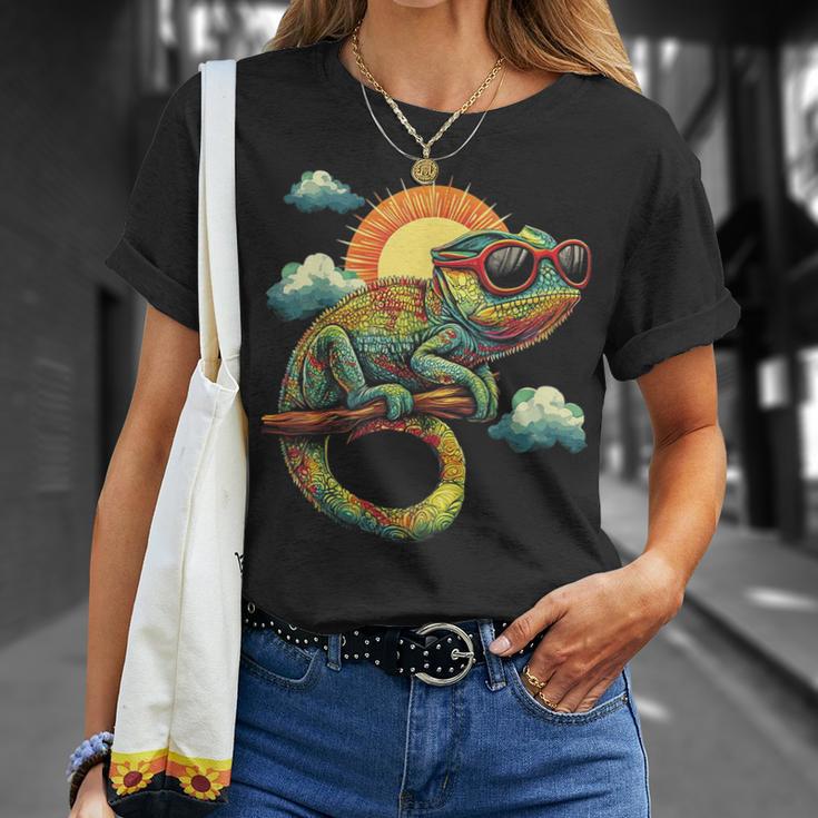 カメレオン 動物 グラフィック サングラス アートワーク カメレオン Tシャツ 彼女への贈り物