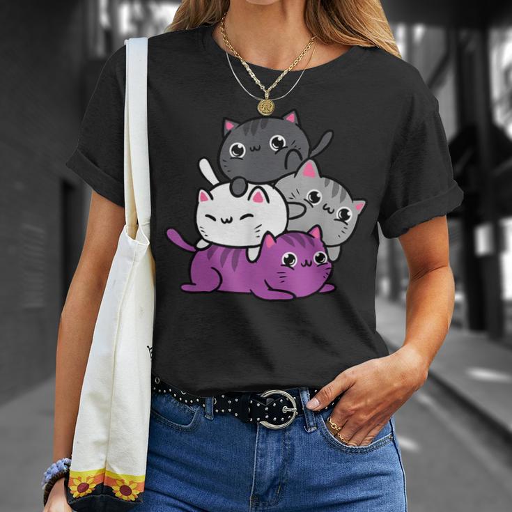 カワイイ猫の山 アセクシャルプライド Tシャツ 彼女への贈り物