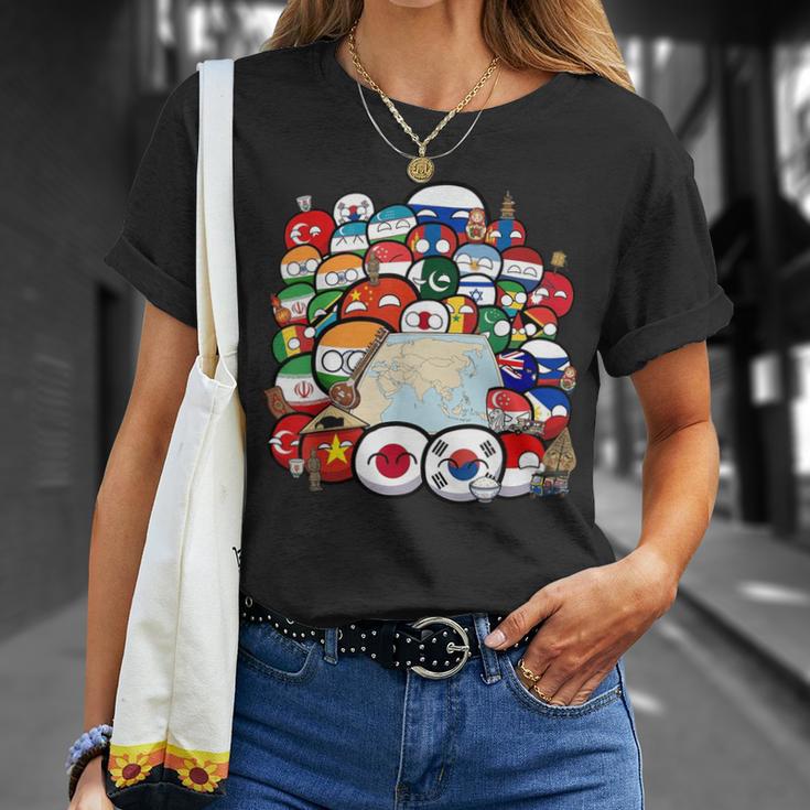 カントリーボールアジアの国民集合写真 Tシャツ 彼女への贈り物