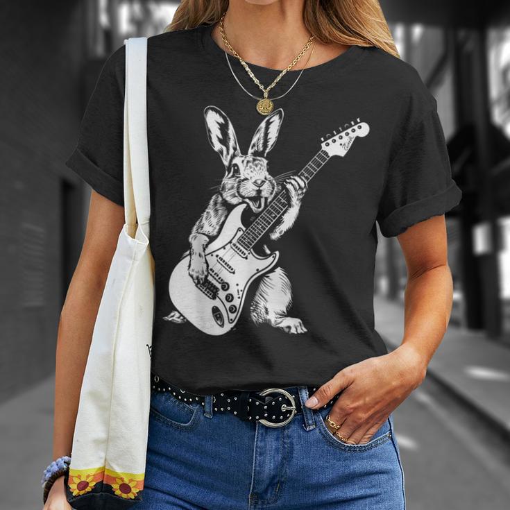 ギタリスト ギター ギタープレーヤー ウサギ お父さん ママ Tシャツ 彼女への贈り物
