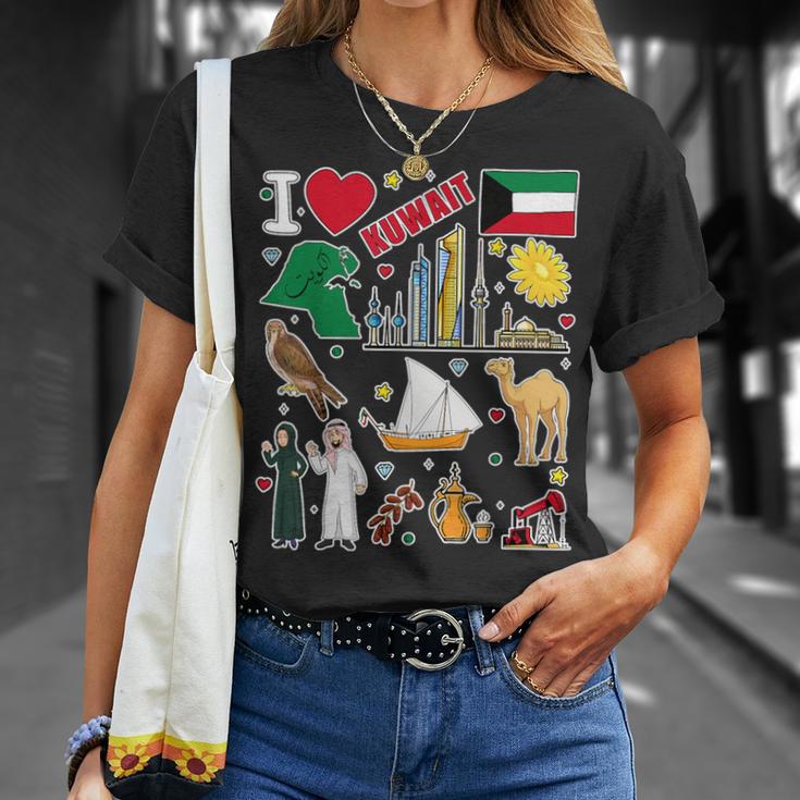 クウェート 手描きのシンボル クウェート地図 文化的アイコン Tシャツ 彼女への贈り物